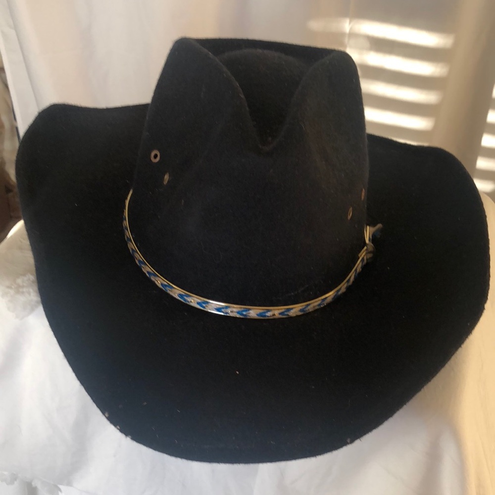 WESTERN EXPRESS INC black cowboy hat. Size 6 7/8.
